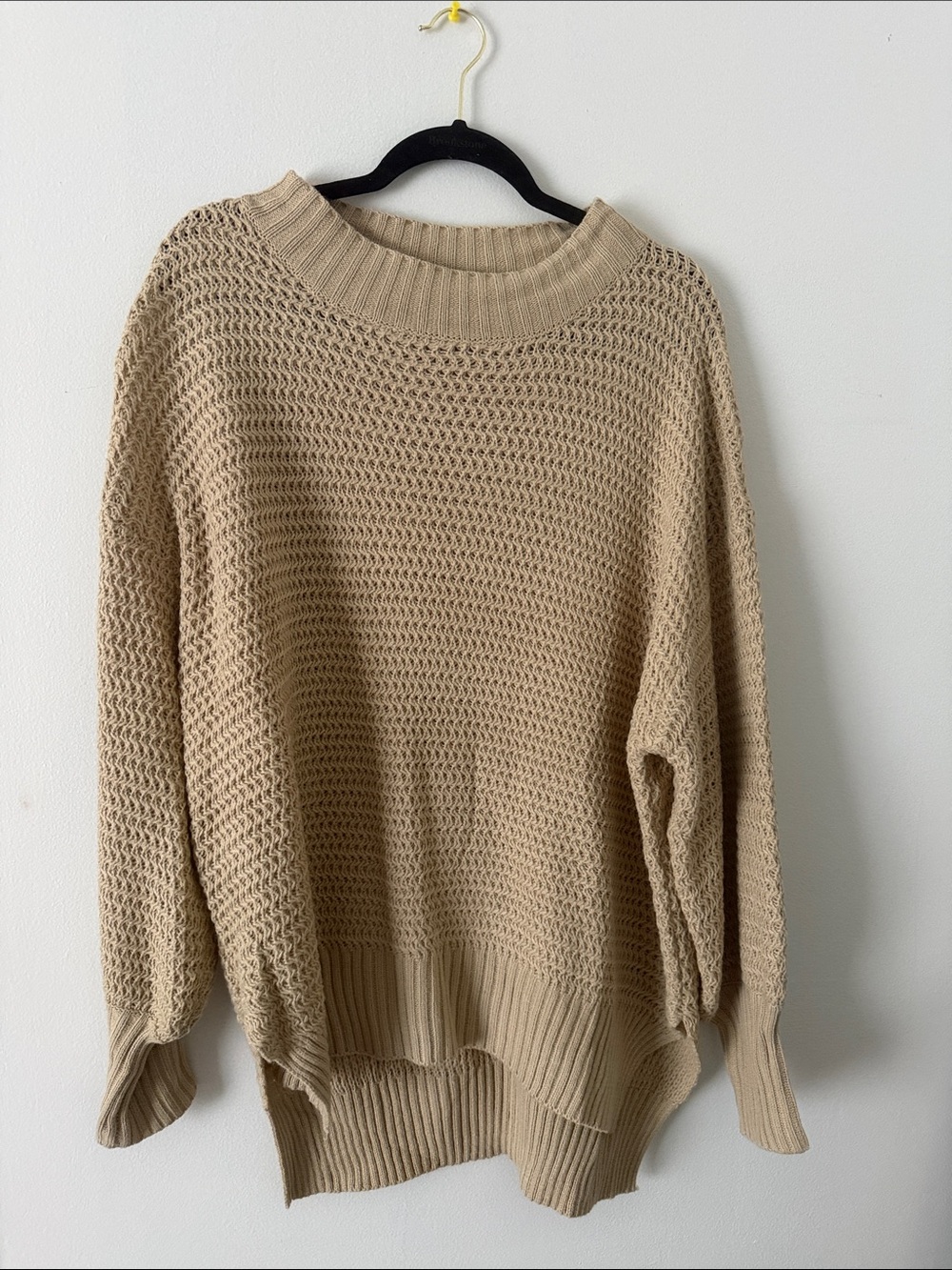 Beige Knit Mock-Neck Women’s Sweater